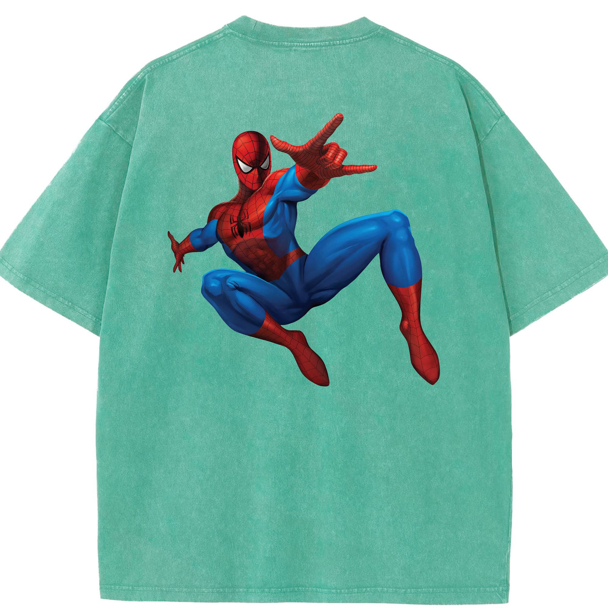 （画像用） Spider Man スパイダーマン 綿100% ヴィンテージ風 半袖Tシャツ（背面プリント）